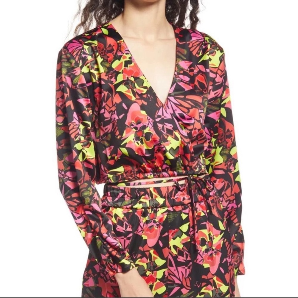 Open Edit Open Edit Nordstrom satin top - Pink Floral Geo - xs